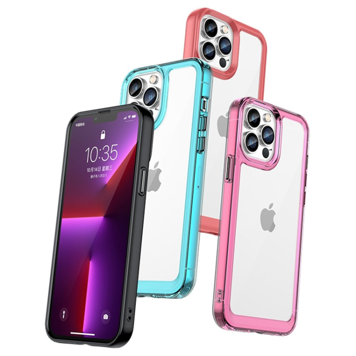 OEM - iPhone 12 Pro Max Mobilskal Outer Space Gel Frame - Röd