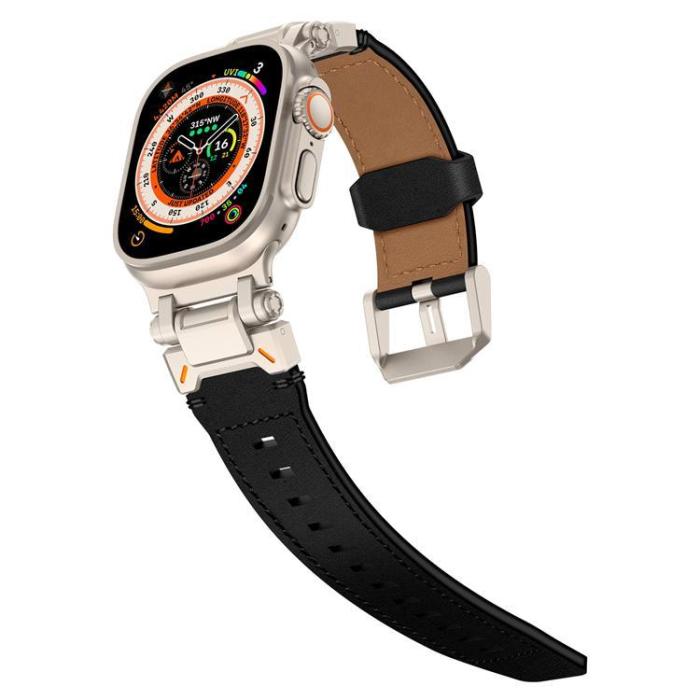 Boom of Sweden - Apple Watch Ultra (49mm) Armband Titanium Äkta Läder - Svart