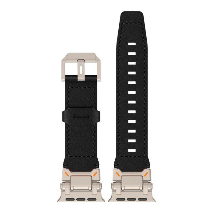 Boom of Sweden - Apple Watch Ultra (49mm) Armband Titanium Äkta Läder - Svart