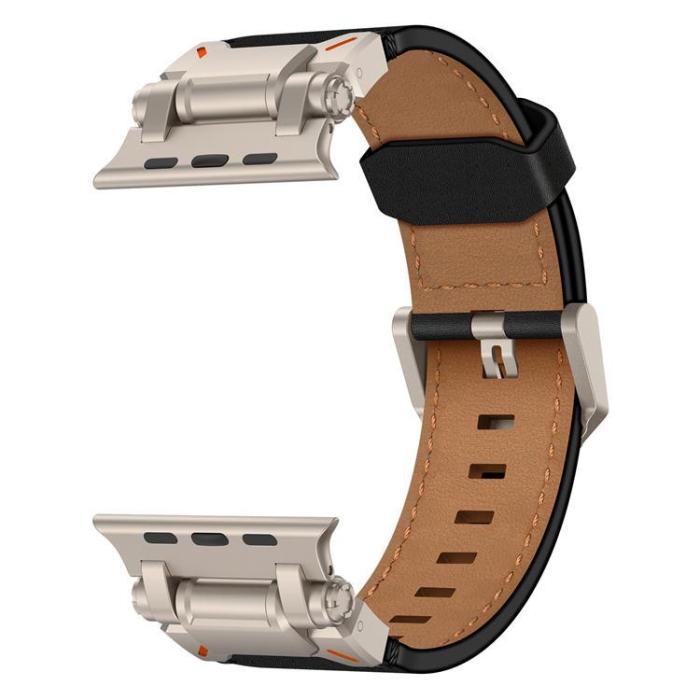 Boom of Sweden - Apple Watch Ultra (49mm) Armband Titanium Äkta Läder - Svart