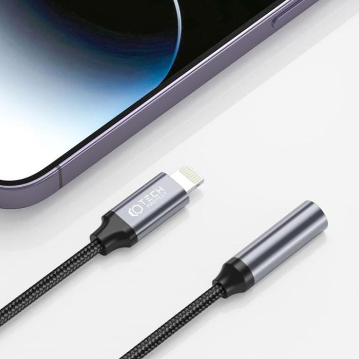 Tech-Protect - Tech-Protect Lightning To Mini Jack (3.5mm) Adapter - Svart