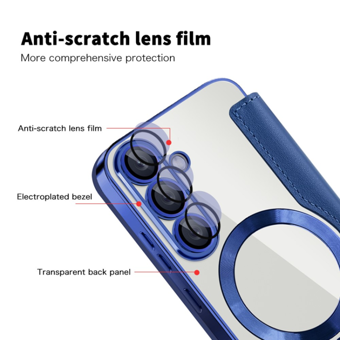A-One Brand - Galaxy S25 Plus Plånboksfodral MagSafe RFID Blocking - Safir