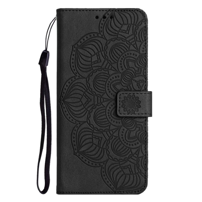 A-One Brand - Galaxy A14 5G/4G Plånboksfodral Mandala Flower Imprinted - Svart