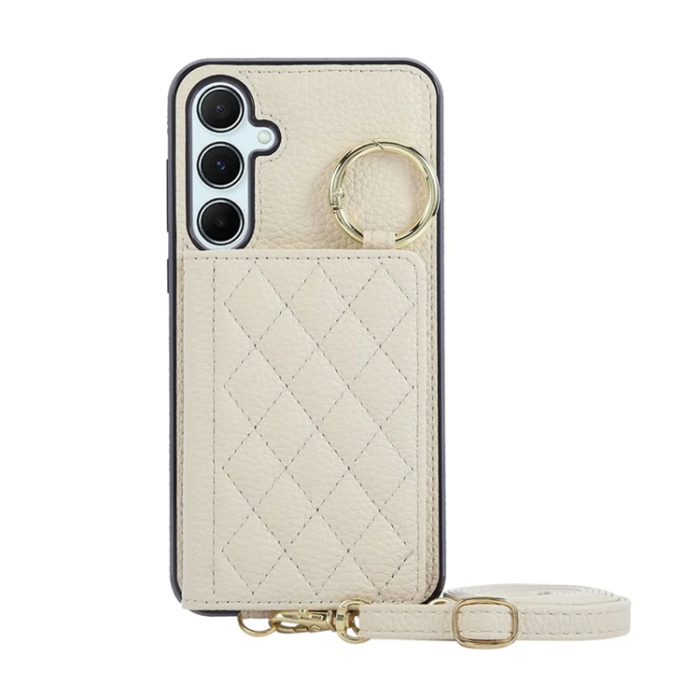 A-One Brand - Galaxy A17 5G/4G Mobilskal Korthållare Kickstand Rhombus - Beige