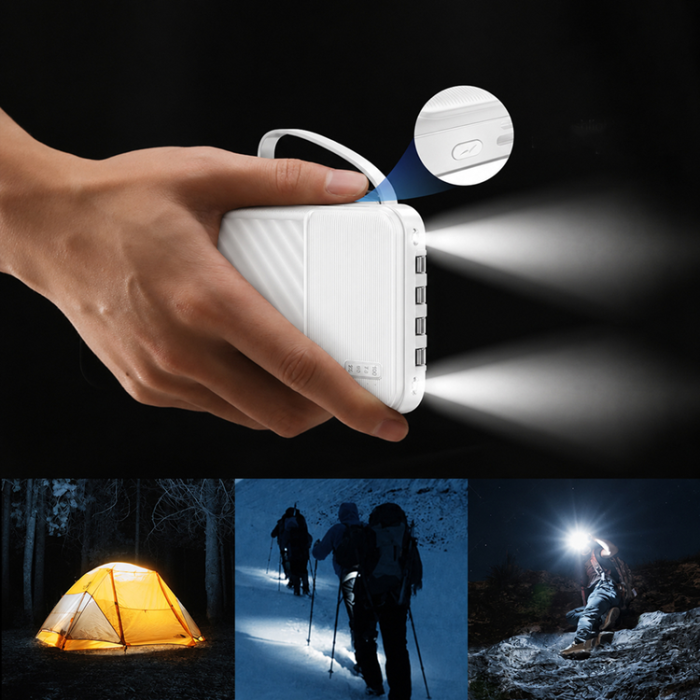 Wozinsky - Wozinsky Powerbank W11-B 10000mAh 10W med Inbyggda Kablar - Vit