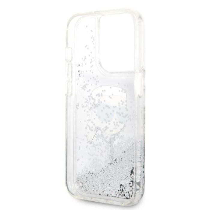 KARL LAGERFELD - Karl Lagerfeld iPhone 14 Pro Max Skal Liquid Glitter Head - Silver