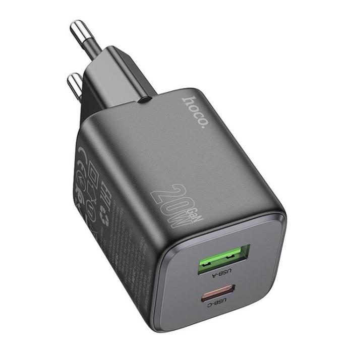 Hoco - Hoco Väggladdare 1xUSB-C 1xUSB-A 20W N41 - Svart