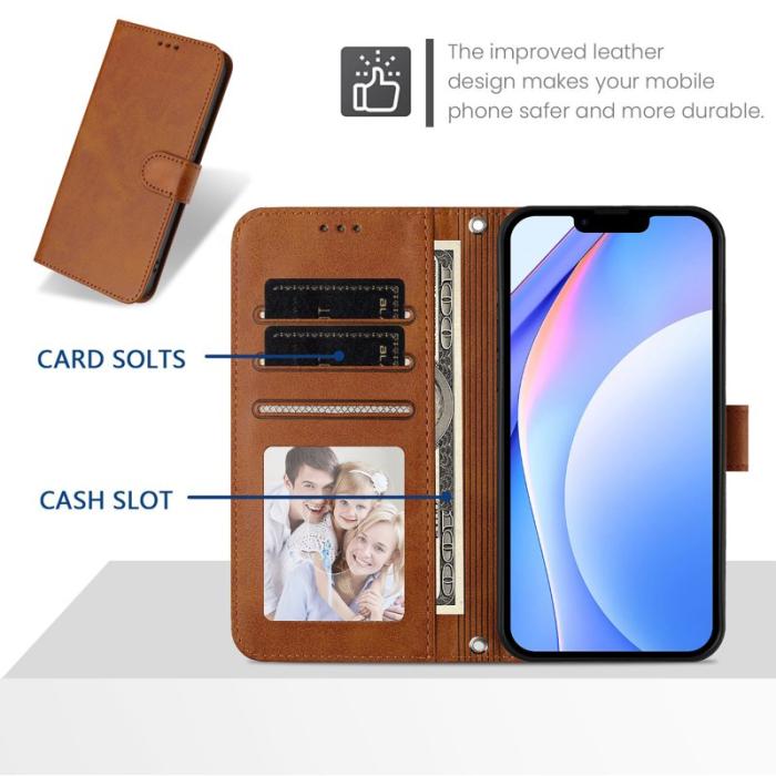 OEM - Samsung Galaxy A37 Plånboksfodral RFID Skydd Konstläder - Brun