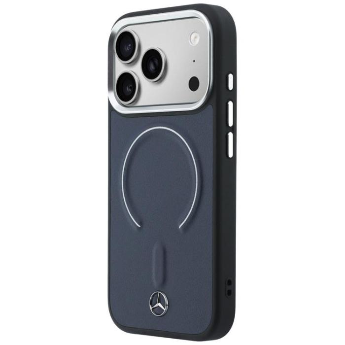 Mercedes - Mercedes Mobilskal För iPhone 17 Pro Max MagSafe Läder 3D - Marinblå