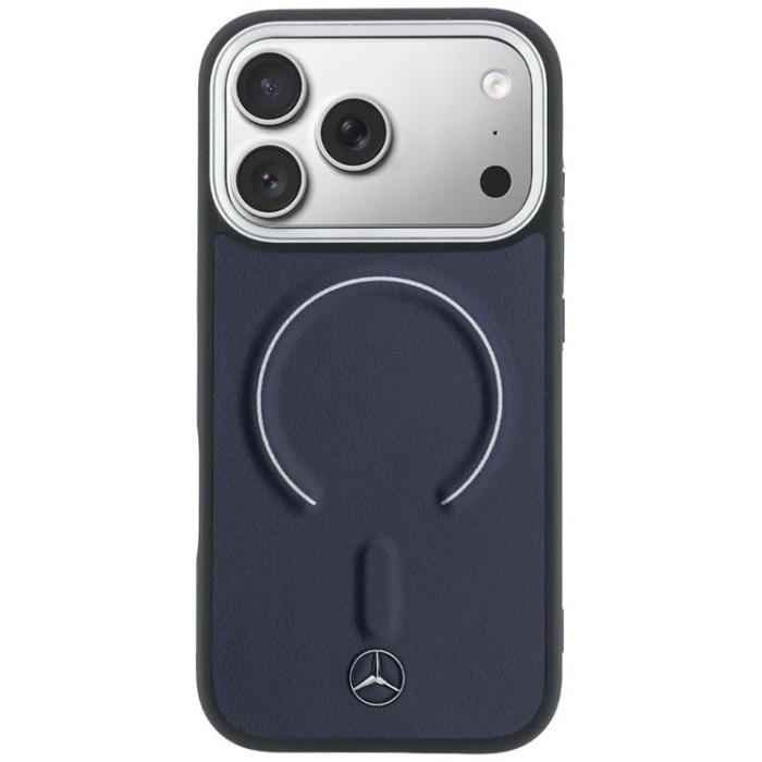Mercedes - Mercedes Mobilskal För iPhone 17 Pro Max MagSafe Läder 3D - Marinblå