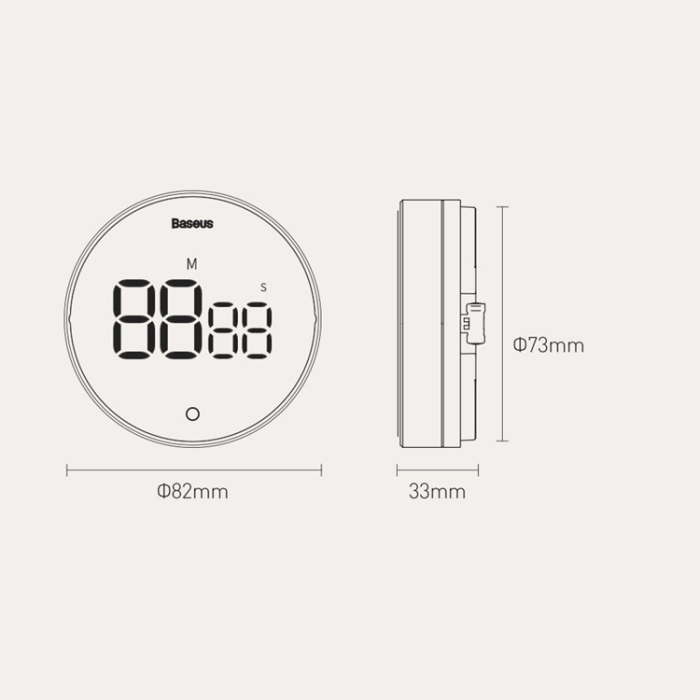 BASEUS - BASEUS Heyo Pro Roterande Elektronisk Timer - Grå