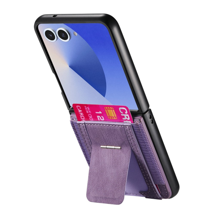 A-One Brand - Galaxy Z Flip 7 Mobilskal Kickstand Retro Korthållare - Lila