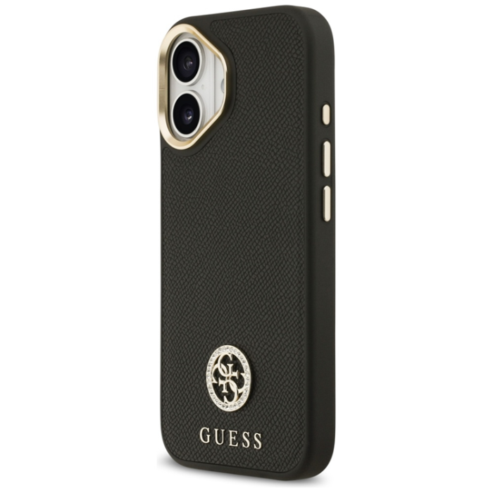 Guess - Guess iPhone 17 Mobilskal Magsafe Grained Strass Logo - Svart