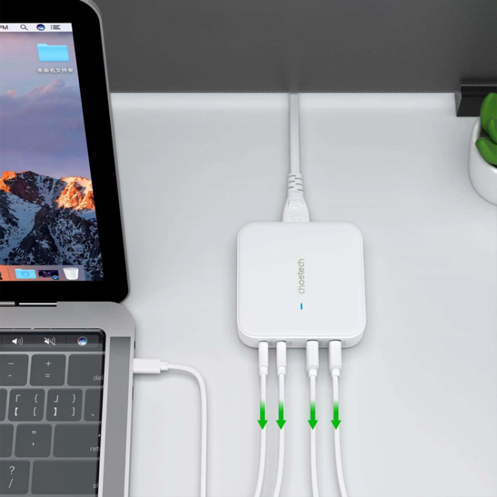 Choetech - Choetech GaN Snabbladdare 100W 2xUSB-A 2xUSB-C - Vit