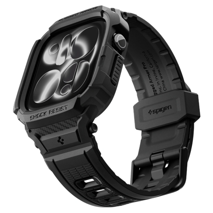 Spigen - Spigen Armband För Apple Watch 12 (46mm) Rugged Armor Pro - Matte Svart