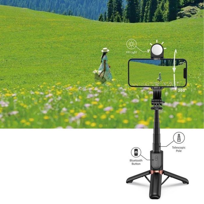 WIWU - WiWU Mini Selfie Stick Bluetooth Tripod Wi-SE011 - Svart