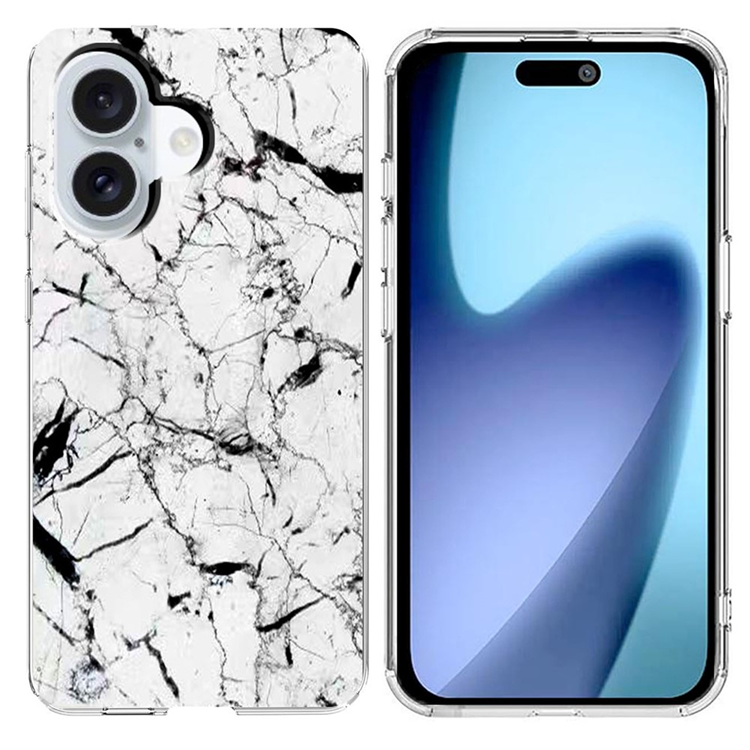 iPhone 17 Mobilskal Marble Pattern Printing Soft - Vit | 2353 | AlltMobil