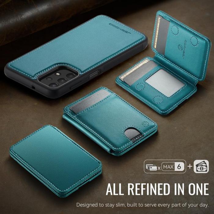 OEM - JEEHOOD Samsung Galaxy A13 4G/5G Mobilskal Konstläder med Kortfack - Blå