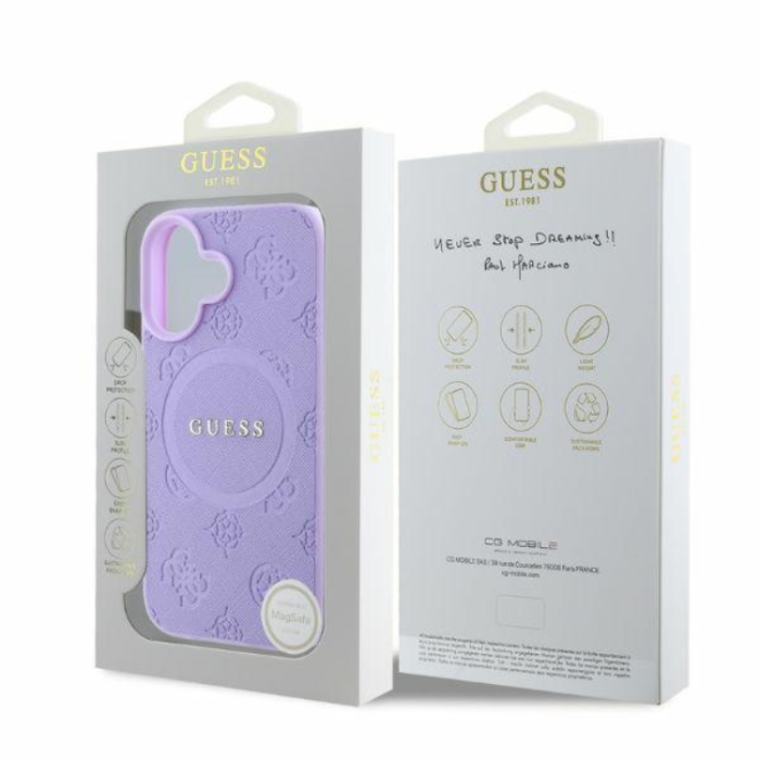 Guess - Guess iPhone 16 Mobilskal Magsafe Saffiano Peony Classic Logo