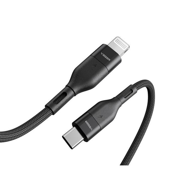 Veger USB-C till Lightning kabel 1.2m - Svart | 3541 | AlltMobil