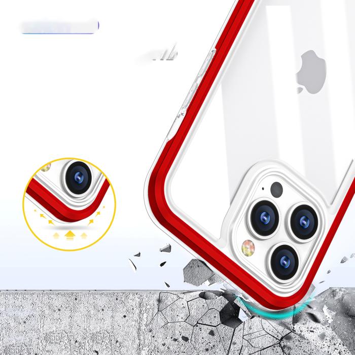 OEM - iPhone 13 Pro Skal Clear 3in1 - Röd