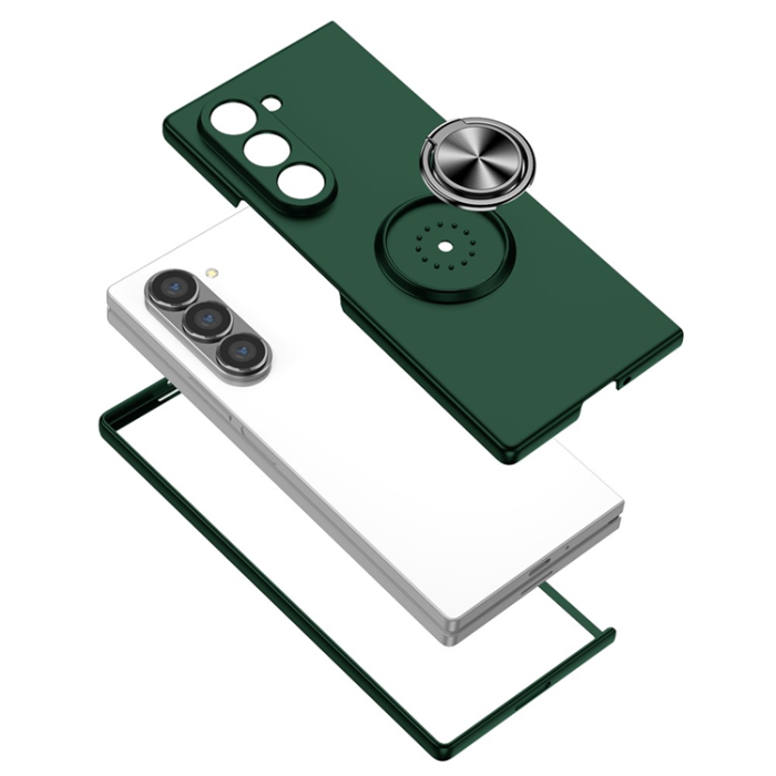 A-One Brand - Galaxy Z Fold7 Mobilskal Rotatable Ring Kickstand - Svartgrön