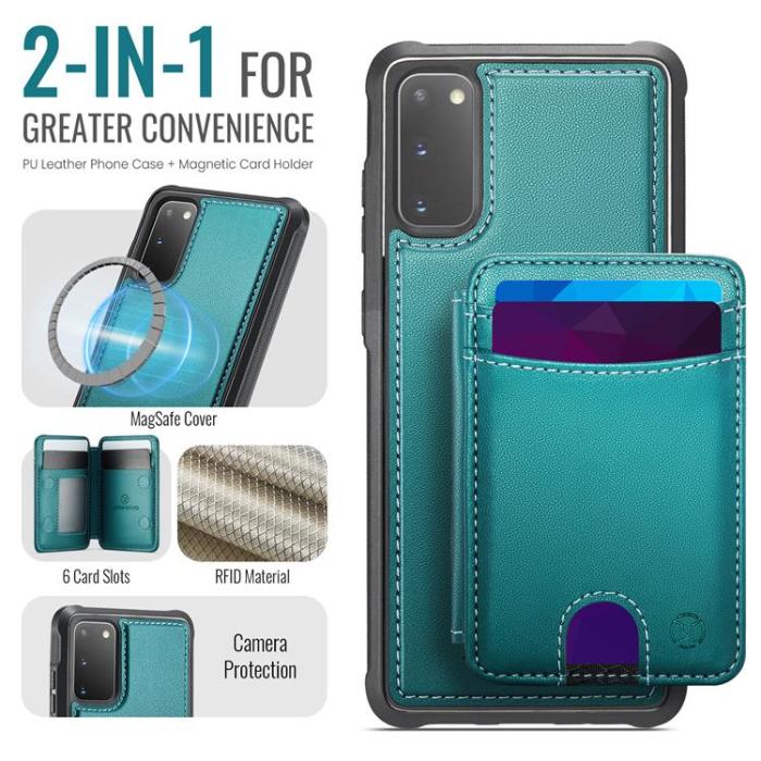 OEM - JEEHOOD Mobilskal till Samsung Galaxy S20 5G Konstläder - Blå