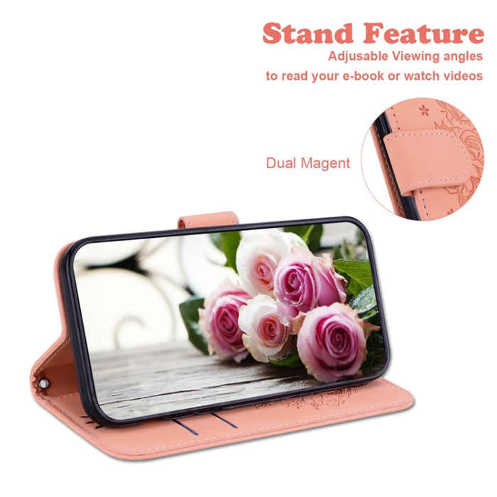 A-One Brand - Sony Xperia 1 VII Plånboksfodral Butterfly och Flower Pattern - Rosa