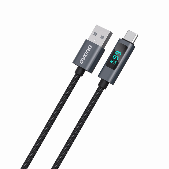 Dudao - Dudao L7T USB-A - USB-C 66W Kabel med LED Display 1m - Svart
