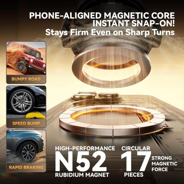 OEM - Magnetisk Bilhållare med Sugkopp A9 360° Rotation