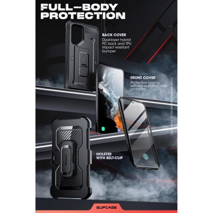 SupCase - [2-Set] SupCase Galaxy S23 Ultra Skal Unicorn Beetle - Svart