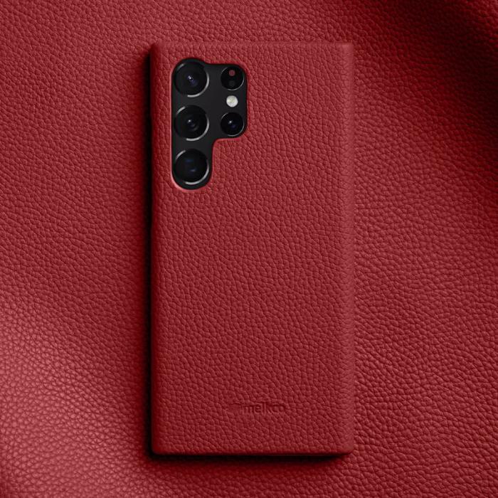 Melkco - MELKCO Mobilskal för Samsung Galaxy S23 Ultra, Äkta läder, Röd