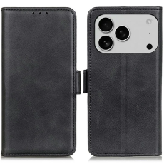A-One Brand - iPhone 17 Pro Max Plånboksfodral Cowhide Texture - Svart