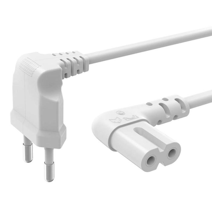 Hama - HAMA Strömkabel Eurokontakt Vinklad Vit 5,0m