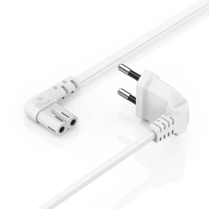 Hama - HAMA Strömkabel Eurokontakt Vinklad Vit 5,0m
