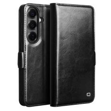 QIALINO - Qialino Mobilfodral f&ouml;r Samsung Galaxy S26 &Auml;kta l&auml;der Kortfack - Svart