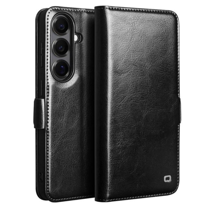 QIALINO - Qialino Mobilfodral för Samsung Galaxy S26 Äkta läder Kortfack - Svart