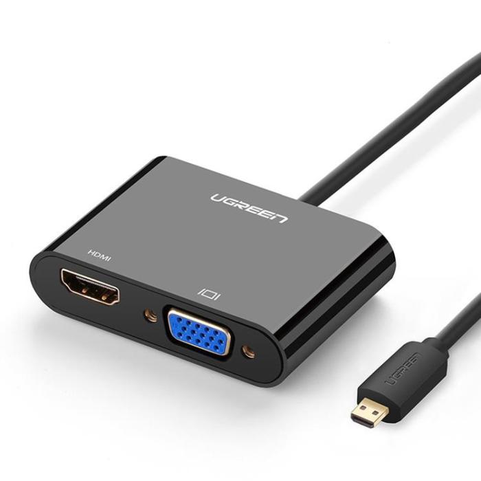 UTGATT5 - Ugreen Micro HDMI Till VGA 30cm - Svart