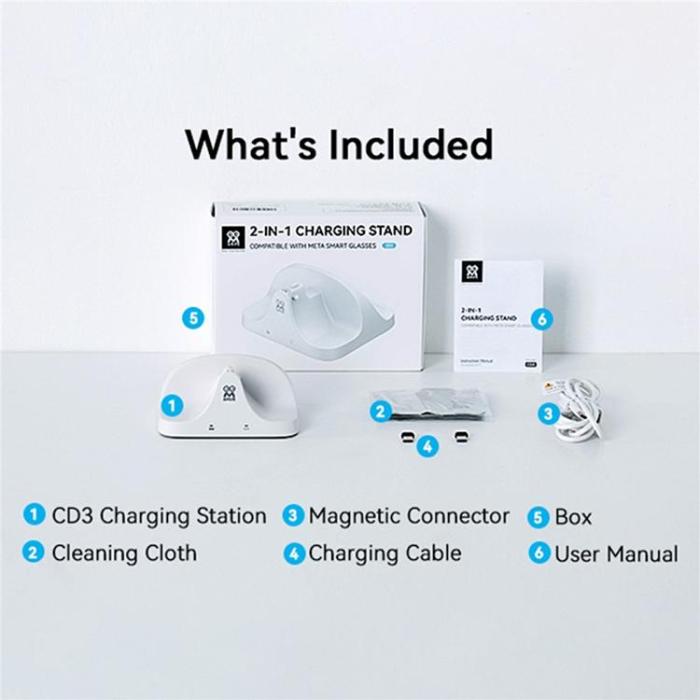 AMVR - AMVR Magnetisk Snabbladdare för Ray-Ban Meta AI Glasögon 1/2 Gen CD3