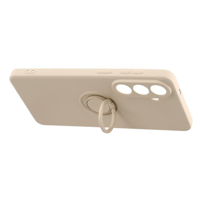 OEM - Mobilskal för Samsung Galaxy S26 Silikon med Ring Kickstand - Beige
