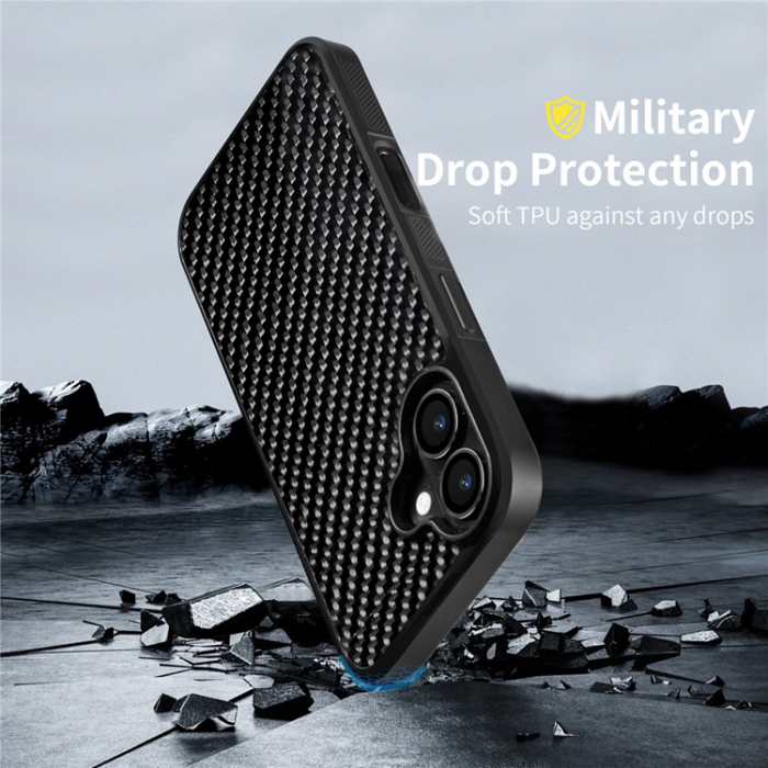 A-One Brand - iPhone 17 Mobilskal MagSafe Aramid Fiber Twill Texture - Blå