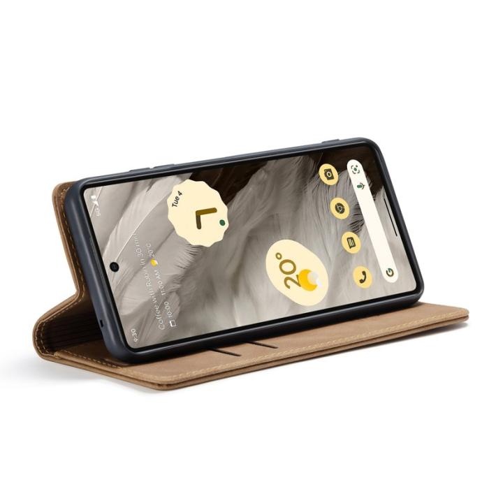 Caseme - CASEME 013 Series Mobilskal till Google Pixel 7a Kortfack Ställ Konstläder Brun