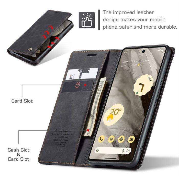 Caseme - CASEME 013 Series Mobilskal till Google Pixel 7a Konstläder Svart