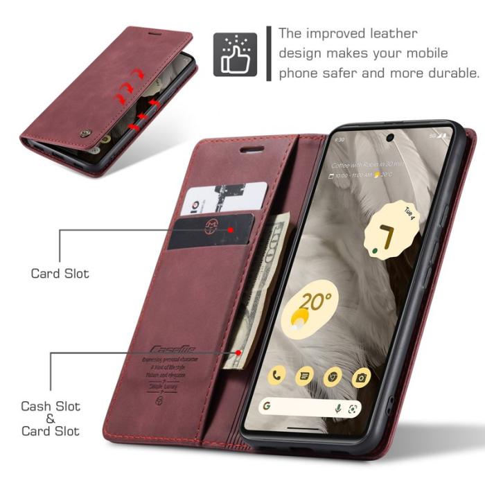 Caseme - CASEME 013 Series Mobilskal till Google Pixel 7a Konstläder Röd
