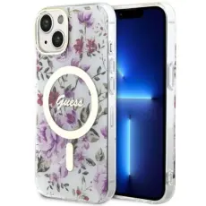 Guess - Guess Mobilskal till iPhone 14 MagSafe Flower - Transparent