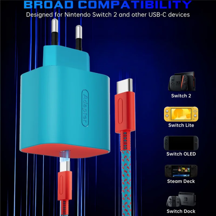 A-One Brand - 60W Snabbladdare För Nintendo Switch 2/Lite/OLED Spelkonsol Typ-C