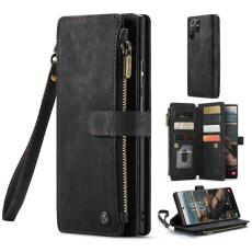 Caseme - CASEME Konstl&auml;der Pl&aring;nboksfodral f&ouml;r Samsung Galaxy S22 Ultra 5G - Svart