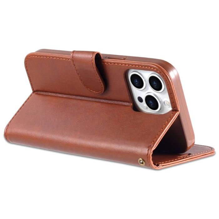 AZNS - AZNS iPhone 14 Pro Max Plånboksfodral i Konstläder - Brun