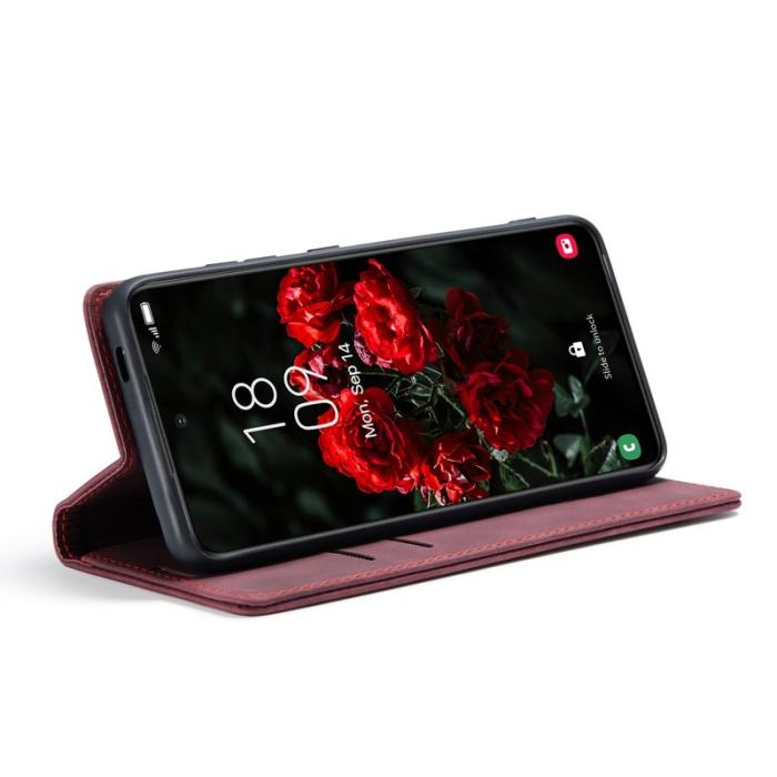 Caseme - CaseMe Mobilskal till Samsung Galaxy S24 FE Konstläder med Kortfack Röd