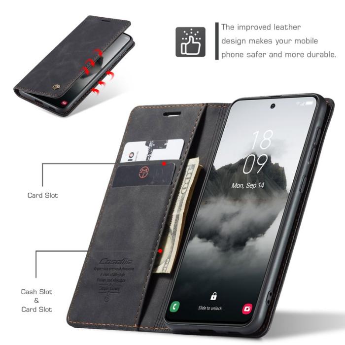 Caseme - CaseMe Mobilskal till Samsung Galaxy S24 FE Konstläder med Kortfack Svart